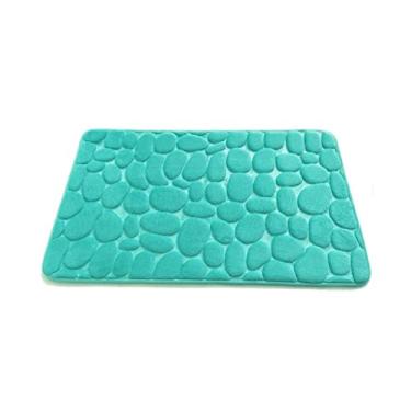 Imagem de SHENGANG Tapete de banho de paralelepípedos em relevo para banheiro de lã coral tapete antiderrapante para banheira tapete para banheiro capacho de banheiro, 6,50x80 cm