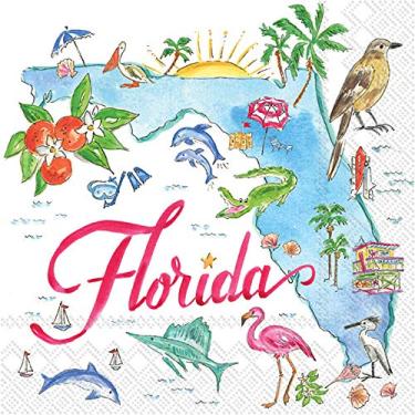 Imagem de IHR Ideal Home Range Guardanapos de coquetel Rosanne Beck State Collection Pacote de guardanapos de festa descartáveis, 12,7 x 12,7 cm, Flórida, 20 unidades