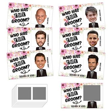 Imagem de Jogos de chá de noiva - Who Has The Groom Scratch Off Cards - Cartões e adesivos florais - Jogo de despedida de solteira - Atividade de saída noturna para meninas - Decorações de suprimentos para chá de noiva - 36 peças (D03)