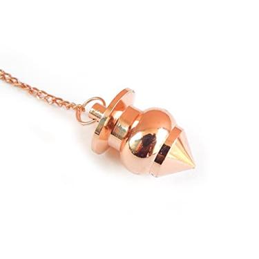 Imagem de Myhealingworld Ponto de cone com pêndulo de metal de cobre de design redondo, pêndulo Cronus de meditação Chakra Reiki Chakra Cronus.