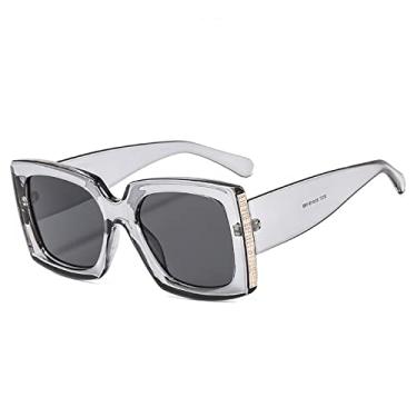 Imagem de Óculos de sol grandes quadrados retrô feminino designer legal sexy vintage preto grande óculos de sol masculino na moda grandes tons pretos, cinza cinza c3, tamanho único