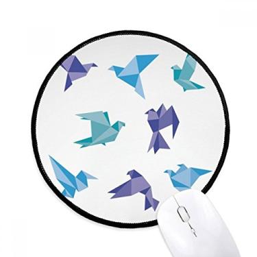 Imagem de DIYthinker Tapete de mouse colorido origami abstrato padrão pombo desktop escritório tapete redondo para computador