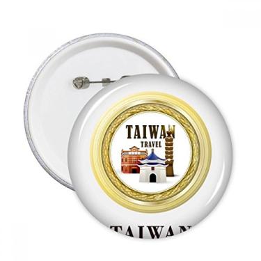 Imagem de Logotipo Taiwan Atrations Building Alfinetes redondos emblema botão decoração acessório 5 peças