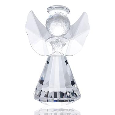 Imagem de YWHL Estatueta de anjo da guarda de cristal, estátua de anjo da guarda de vidro presentes para mulheres, estatuetas colecionáveis de arte decoração de casa