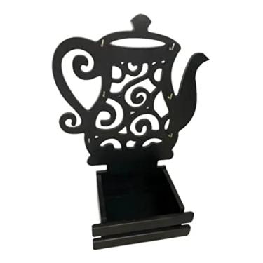 Imagem de Suporte Para Xícaras De Café Bule Preto de MDF (somente O Suporte)