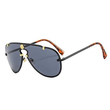 Imagem de Óculos de sol de liga vintage de uma peça para mulheres moda gradiente óculos de sol masculinos óculos de direção femininos, cinza preto, tamanho único