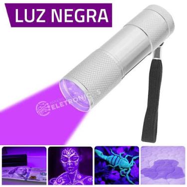 Imagem de Lanterna Ultra Violeta Luz Negra 9 Led Uv Para Detecção Notas Falsas,