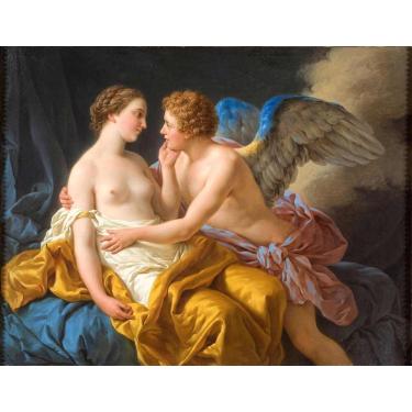 Imagem de Eros e Psiquê de Jean François Lagrenée, 30 x 38 cm, Tela Canvas Para Quadro