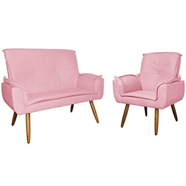 Imagem de Kit 1 Namoradeira mais 1 Poltrona Emília Suede Cores - DS Estofados