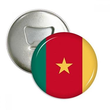 Imagem de Abridor de garrafa redondo com bandeira nacional da África dos Camarões com ímã de geladeira, 3 peças