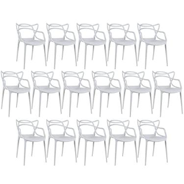 Imagem de Loft7, Kit 16x Cadeiras Masters Allegra, Polipropileno, Escritório, Sala de Estar e Sala de Jantar - Cinza Claro