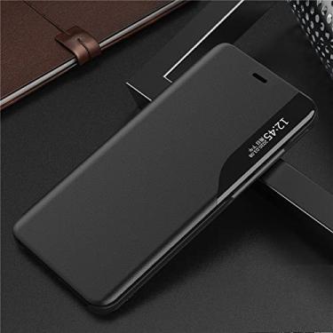 Imagem de Capa flip Smart Clear View para Samsung Galaxy S22 S21 Plus Note 20 Ultra S20 FE A53 A52 A72 5G A51 S23 A12 Capa de couro com suporte, preta, para A12
