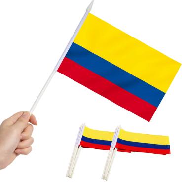 Imagem de Bandeira em miniatura da Anley Colômbia - Mini bandeiras colombianas de 5 "x 8" - Cores vivas e resistentes ao desbotamento - bandeira de vara de 5 x 8 polegadas com bandeira branca