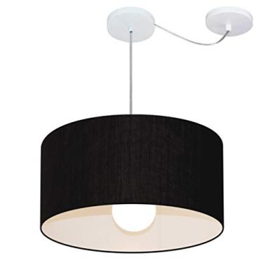 Imagem de Lustre Pendente com Desvio de Centro Cúpula Tecido 50x25 cm, Vivare Iluminação, Pendente4230 PR, Preto, Médio