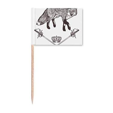 Imagem de Espada de raposa, coroa de animais, estilo barroco, bandeiras de palito de dentes, topo, decoração de festa