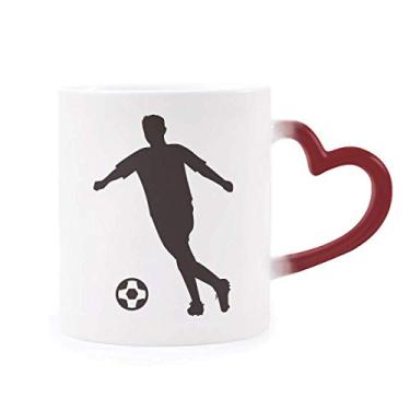 Imagem de Caneca esportiva de futebol futebol futebol sensível ao calor vermelha muda de cor