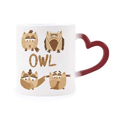 Imagem de Chapéu de vidro sino coruja sensível ao calor Caneca vermelha muda de cor