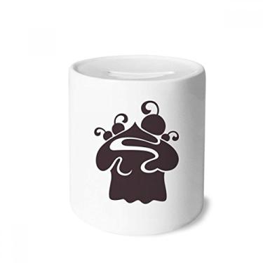 Imagem de DIYthinker Caixa de dinheiro preta com contorno de sorvete de cereja caixa de cerâmica porta-moedas presente de cofrinho