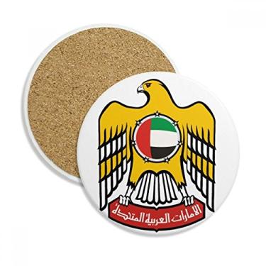 Imagem de Caneca porta-copos com emblema nacional dos Emirados Árabes Unidos Caneca de proteção de mesa Pedra absorvente