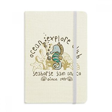 Imagem de Caderno com estampa de desenho animado da Vida Marinha do Hippocampo, capa dura de tecido, diário clássico