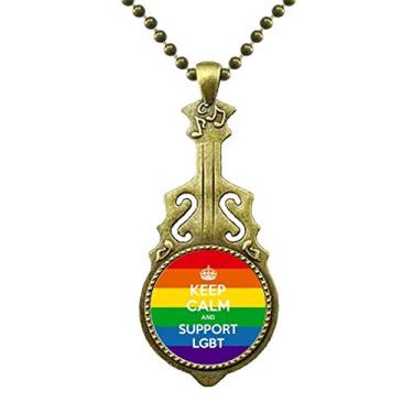 Imagem de DIYthinker Colar com bandeira bissexual, arco-íris, transgênero, LGBT, joia antiga de guitarra, pingente de música