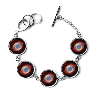 Imagem de DIYthinker Bracelete de corrente de nebulosa com estrela do planeta azul vermelho