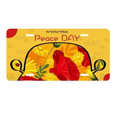 Imagem de DIYthinker Pintura de plantas em tela com flores de milho placa de licença decoração de carro Dia da Paz