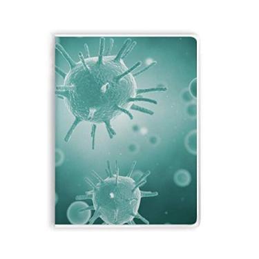 Imagem de Caderno com imagem de célula de criatura, estampa de microscópio, capa de goma