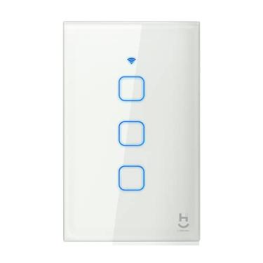 Imagem de Hi by Geonav Interruptor Inteligente Wi-Fi para iluminação, 3 botões, Vidro Temperado, HIINT3C, Branco