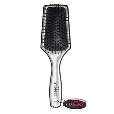 Imagem de Donna Collection Escova de cabelo pequena prata metálica Paddle para cabelo, preta