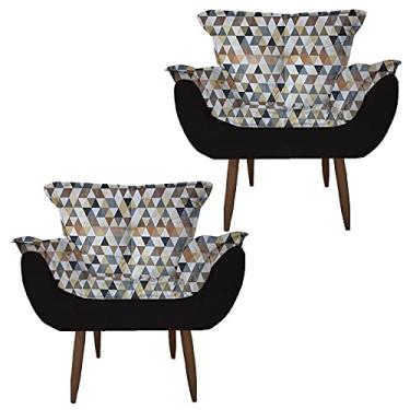 Imagem de Kit 2 Poltrona Decorativa Perola Quarto, Sala, Recepção, Área Gourmet Suede Triangulo Bege