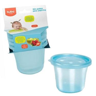 Imagem de Kit Com 3 Potes Para Papinha Para Bebê Azul Buba Baby