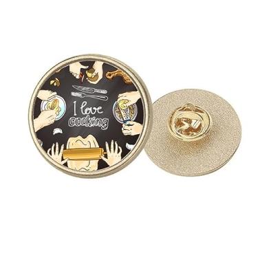 Imagem de I love cooking Dumplings Batata Redondo Metal Dourado Broche Clip, Medium, não aplicar