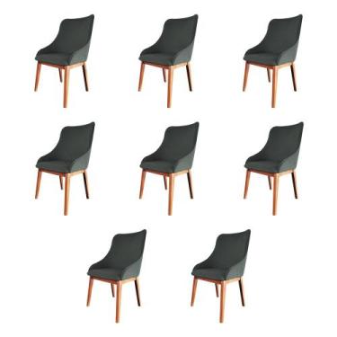 Imagem de Kit 8 Cadeiras De Jantar Luxo Estofada Elisa Anatômica Veludo Cinza Ba