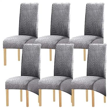 Imagem de Capas para cadeiras de jantar, elastano macio de pelúcia, capa com encosto alto, lavável, removível, protetor de cadeira de jantar para sala de jantar, cozinha, hotel (Color : Light gray, Size : 6)