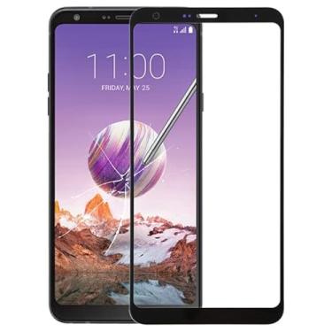 Imagem de YUNCHAO Acessórios telefônicos Lente de vidro externo da tela frontal para LG Stylo 4 / Q710 / Q710MS / Q710CS (preto) Substituição do telefone celular