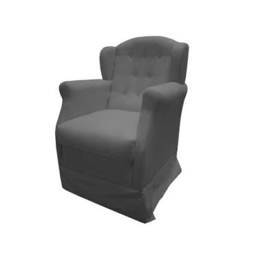 Imagem de Poltrona Cadeira De Amamentação Com Balanço Manu Suede Cinza Ms Decor