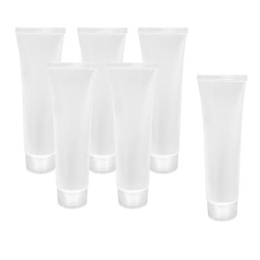 Imagem de shamjina 6x frasco frasco pote caso squeeze garrafas de higiene pessoal de viagem amostra recipiente macio tubo garrafa para loção corporal shampoo dividido, Tampa de rosca 20ml