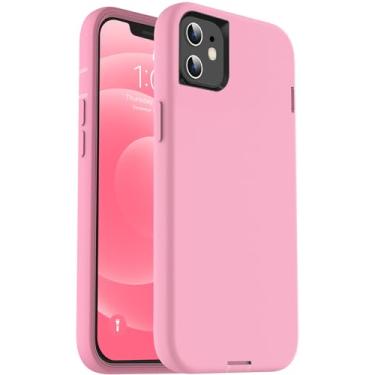 Imagem de ORIbox Capa compatível com capa para iPhone 12 e capa para iPhone 12 Pro, acabamento macio ao toque do exterior de silicone líquido, rosa