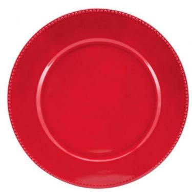 Imagem de Sousplat Redondo Borda Decorada Vermelho 33cm - Yazi - Yangzi