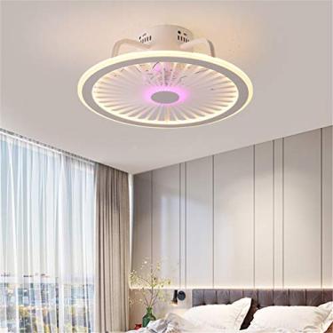 Imagem de Ventilador de teto com iluminação, 3 velocidades ajustáveis, controle remoto, luz de teto ultrafina de 18 CM, ventilador invisível silencioso regulável Iluminação do quarto da sala de estar
