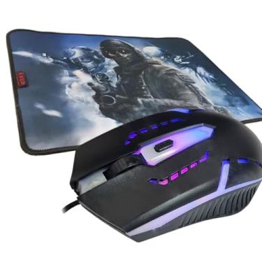Imagem de Kit Mouse Gamer Com Led 3600Dpi + MousePad Gamer Tecido e Borracha Call Of Duty Ghost