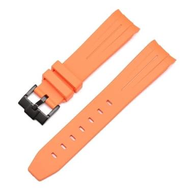 Imagem de GQMYOK 20mm 22mm 21mm Pulseira de relógio de borracha para pulseira Rolex marca pulseira de relógio de pulso de substituição masculina acessórios de relógio de pulso (cor: fivela laranja-preta,
