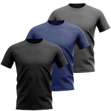 Imagem de Kit 3 Camisetas Plus Size Dry Fit Proteção Solar Malha Fria (BR, Alfa, 3G, Plus Size, PRETO - AZUL - CINZA)