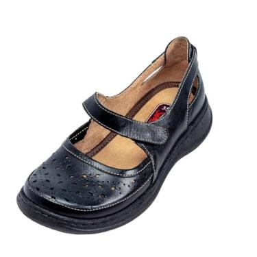 Imagem de Sapato Sapatilha Boneca Conforto em Couro Estilo Retrô Serella 7087 (35, Preto)