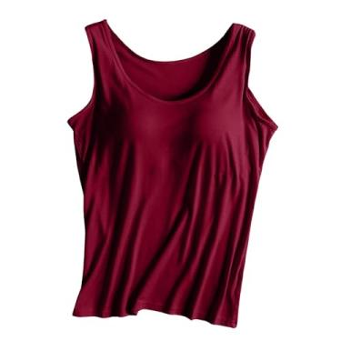 Imagem de Camiseta regata feminina costas nadador gráfico para sair, plus size, sem mangas, linda, blusa de verão, boho, colete de festa, Vinho, M