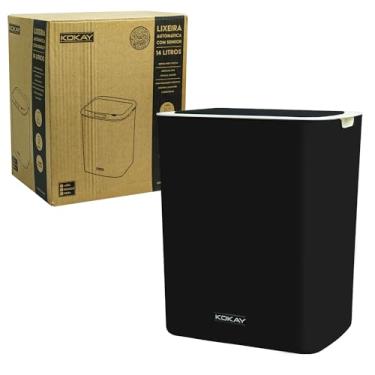 Imagem de Lixeira Sensor Automática Banheiro Cozinha Preta Lixo Inteligente KOKAY