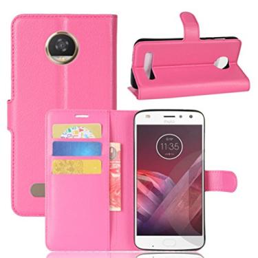 Imagem de Manyip Capa Motorola Moto Z2 Play, capa de telefone em couro, protetor de ecrã de Slim Case estilo carteira com ranhuras para cartões, suporte dobrável, fecho magnético