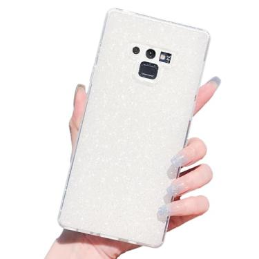 Imagem de MINSCOSE Capa compatível com Samsung Galaxy Note 9, linda capa brilhante com glitter fino à prova de choque TPU brilhante para mulheres e meninas para Galaxy Note 9 6,4 POLEGADAS-branca