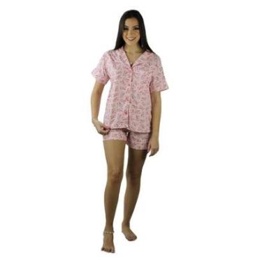 Imagem de Pijama Feminino Adulto Americano Curto 100% Algodão Malha-Feminino
